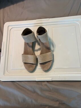 Taupe Double-Strap Slide Sandals